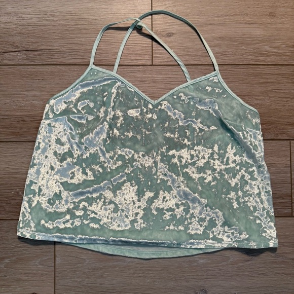 Victoria’s Secret Mint Green Velvet Crop Cami Top Adjust Straps Women’s Med EUC - Picture 2 of 8